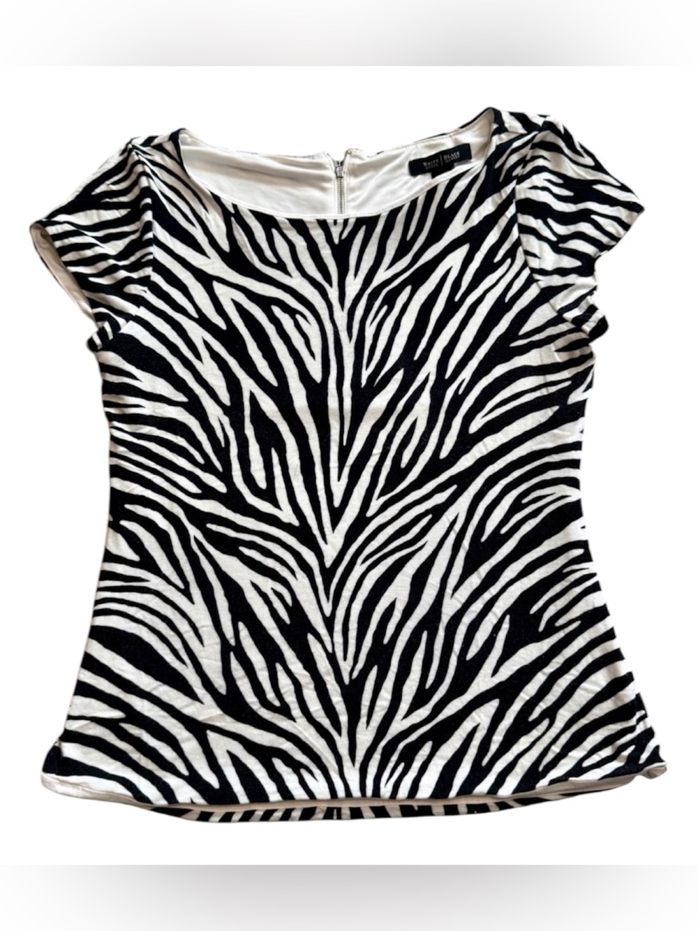 White House Black Market WHBM Zebra Print Blouse Women's Medium Lined